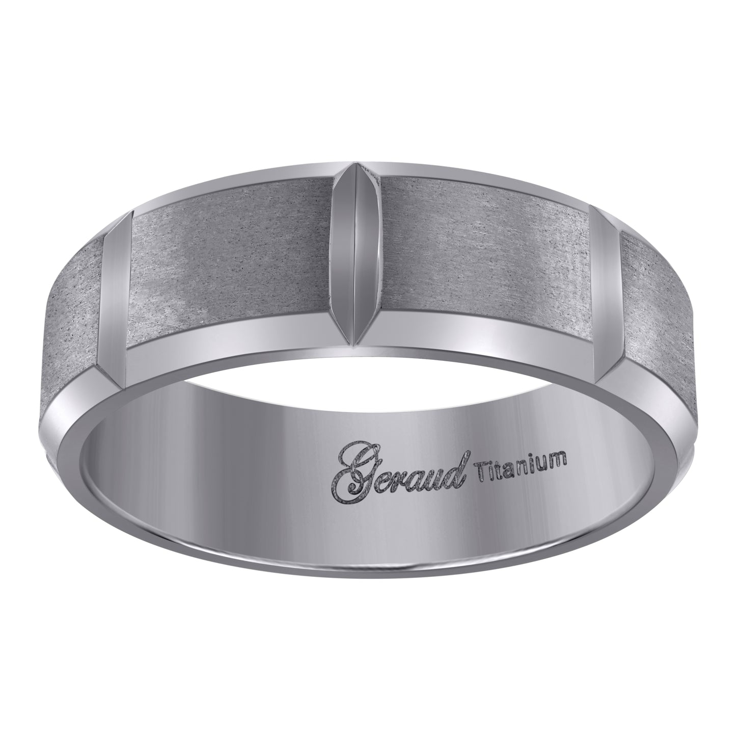 Titanium Mens Brushed Center Beveled Edge Comfort Fit Bridal Anniversary Engagement Wedding Band 7mm Sizes 8 - 13