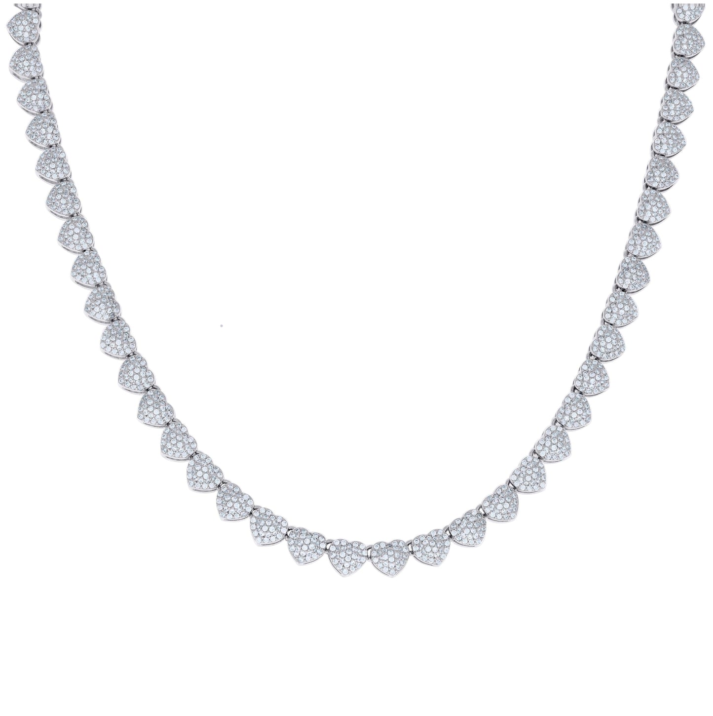Sterling Silver Moissanite Heart Tennis Chain 6mm