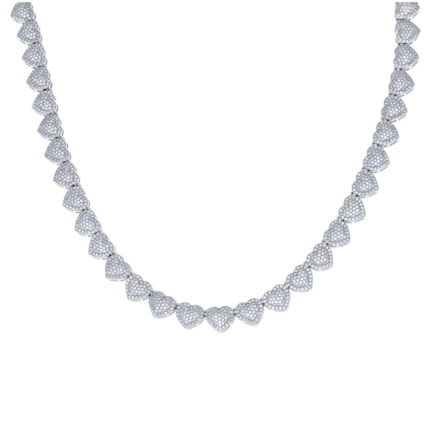 Sterling Silver Moissanite Heart Tennis Necklace 8mm