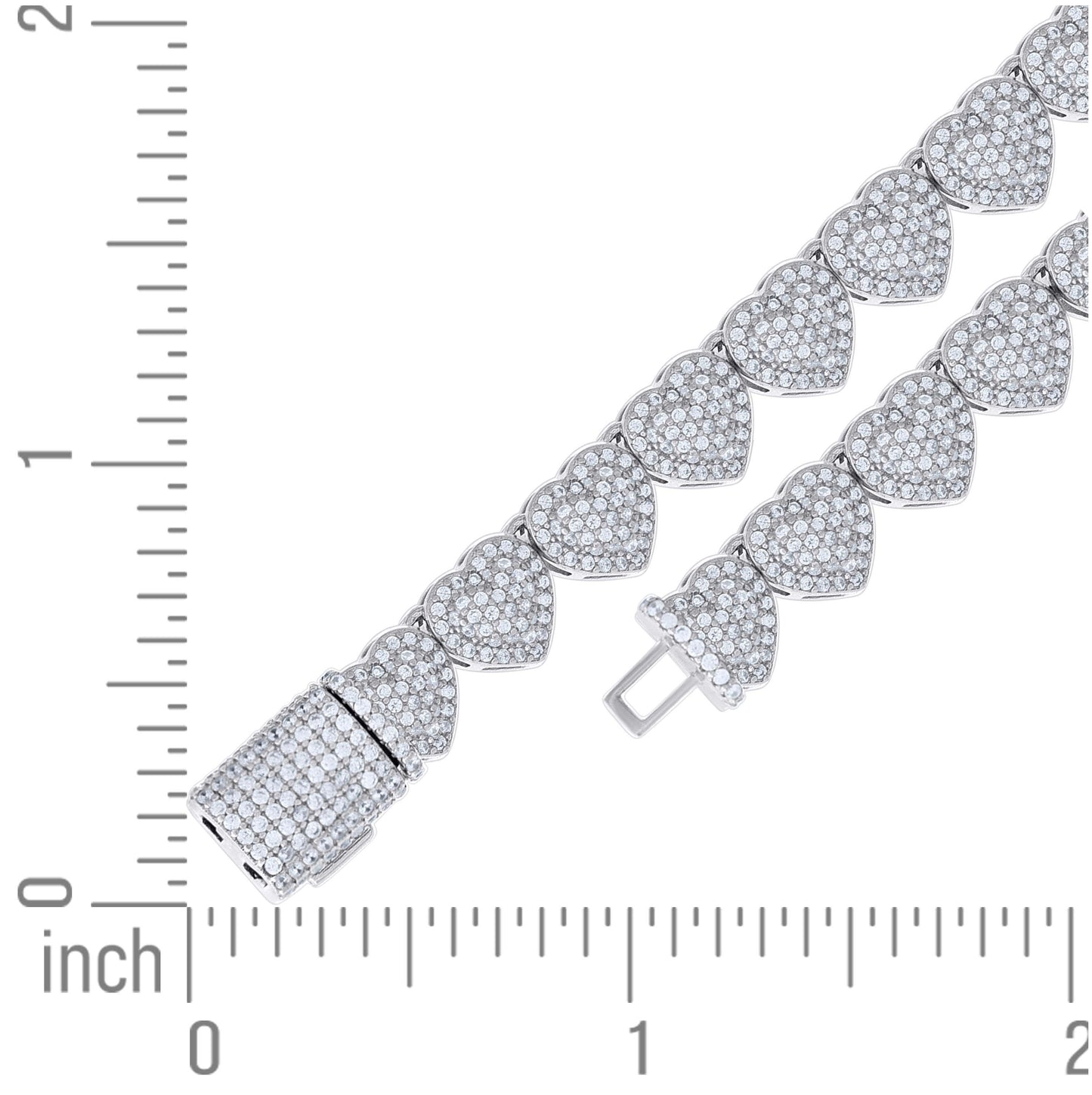 Sterling Silver Moissanite Heart Tennis Bracelet 8mm Size 7 Inches