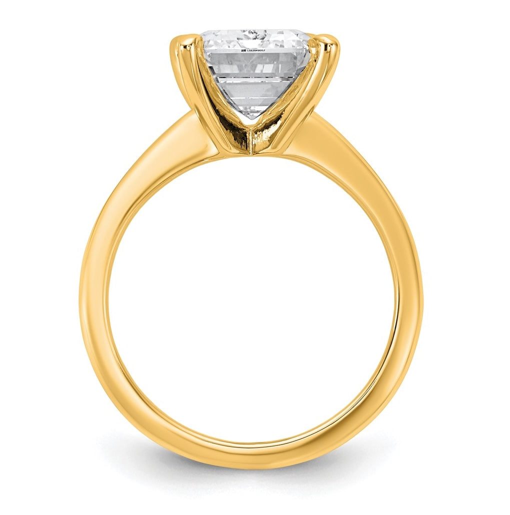 14K Two-Tone Or White Gold Certified Lab Grown Diamond VS/SI+ G+ Emerald Solitaire Complete Engagement Ring