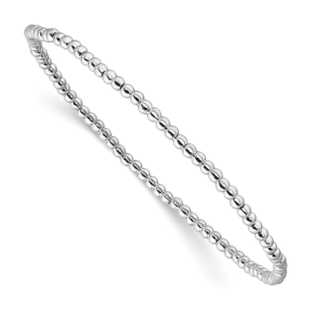 Sterling Silver 6.5in 2.00mm Beaded Stretch Bracelet
