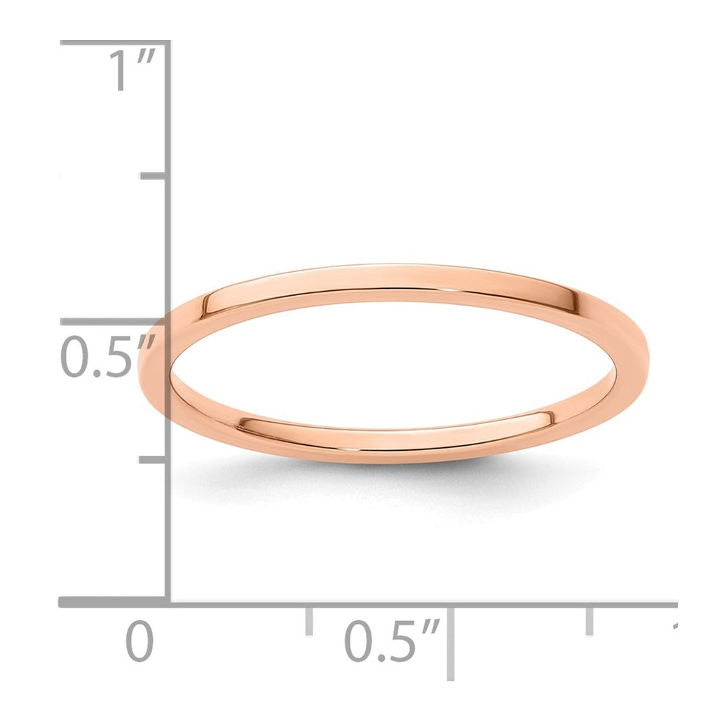 14K Yellow Or White Or Rose Gold 1.2mm Flat Polished Stackable Band