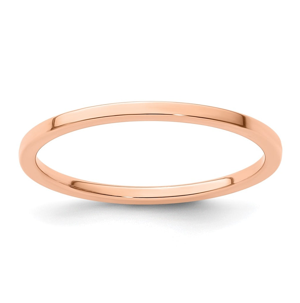 14K Yellow Or White Or Rose Gold 1.2mm Flat Polished Stackable Band