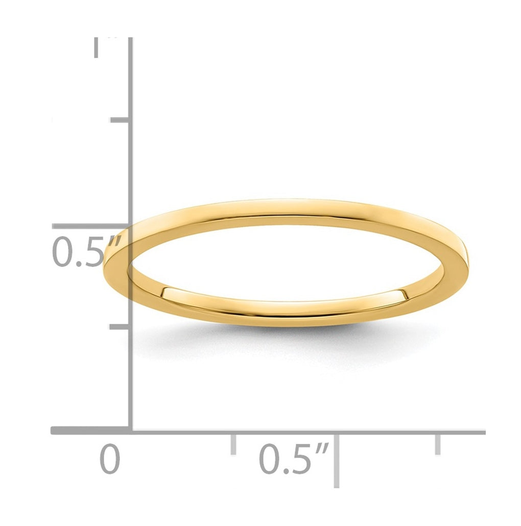 14K Yellow Or White Or Rose Gold 1.2mm Flat Polished Stackable Band
