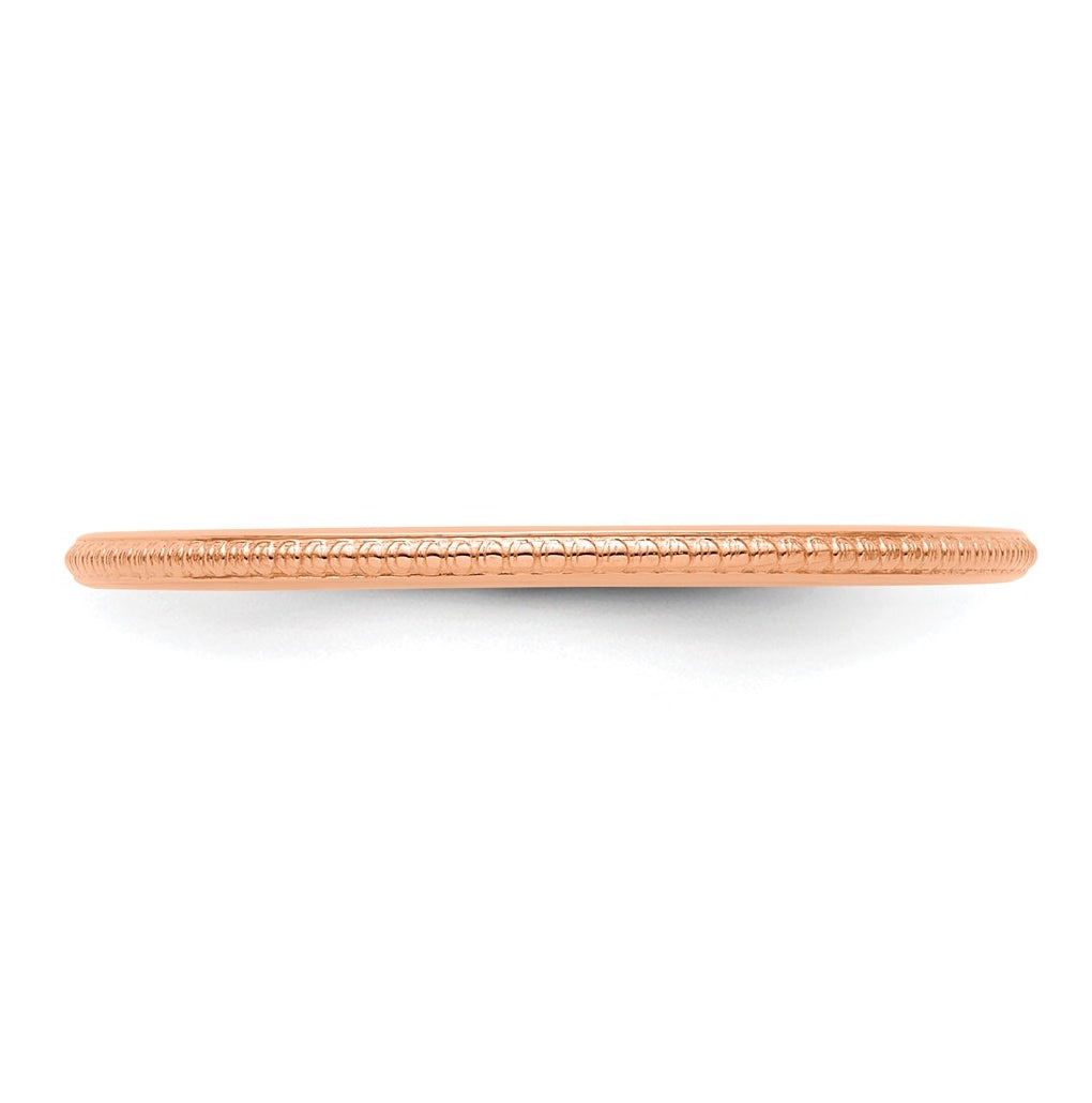 14K Yellow Or White Or Rose Gold 1.2mm Beaded Stackable Band