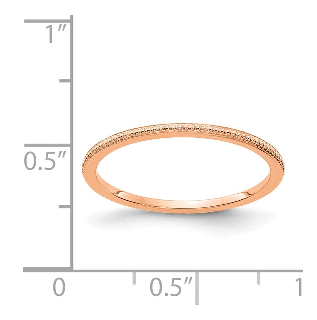 14K Yellow Or White Or Rose Gold 1.2mm Beaded Stackable Band