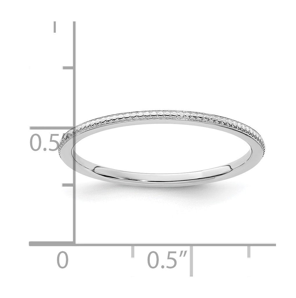 14K Yellow Or White Or Rose Gold 1.2mm Beaded Stackable Band