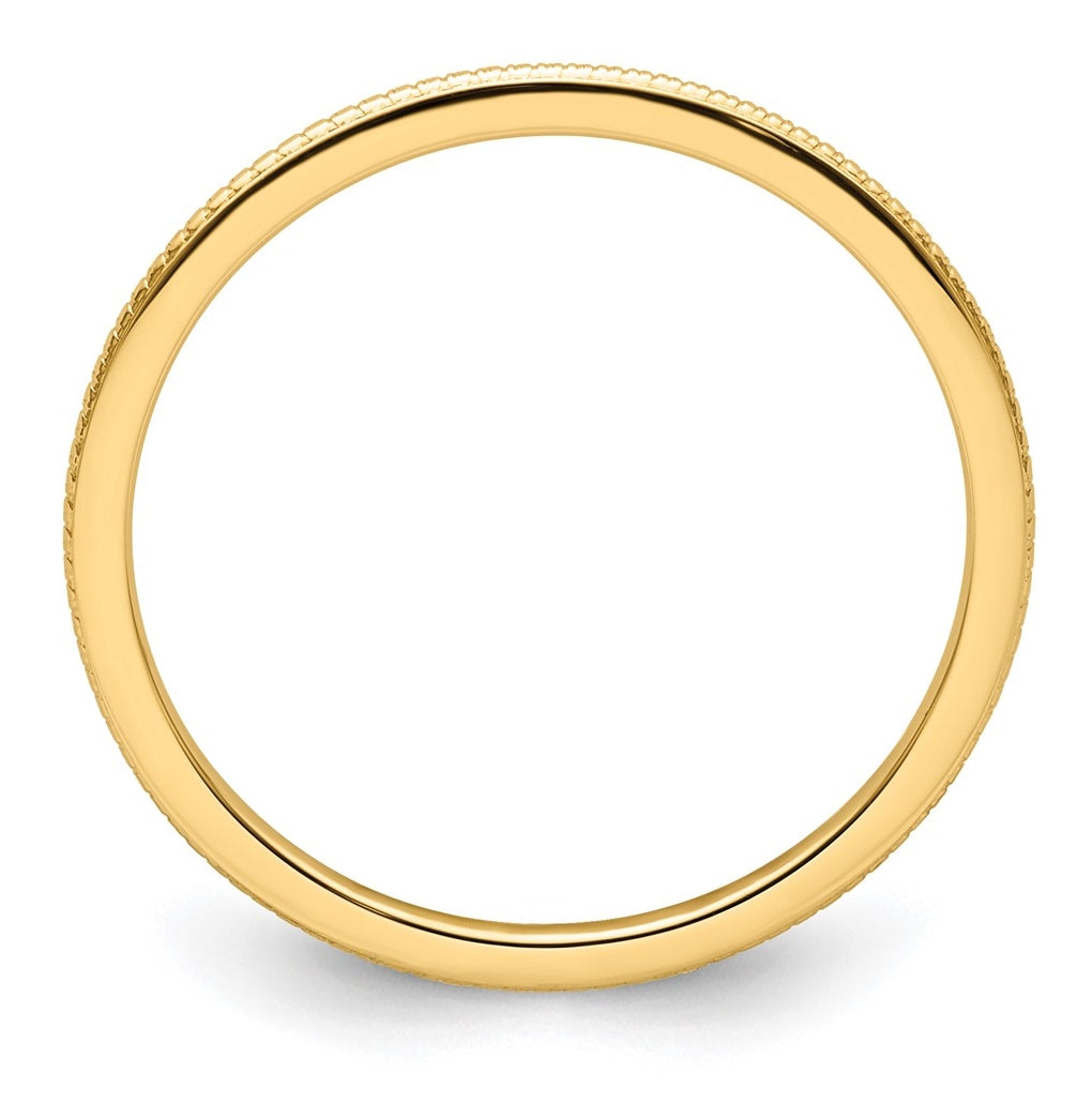 14K Yellow Or White Or Rose Gold 1.2mm Beaded Stackable Band