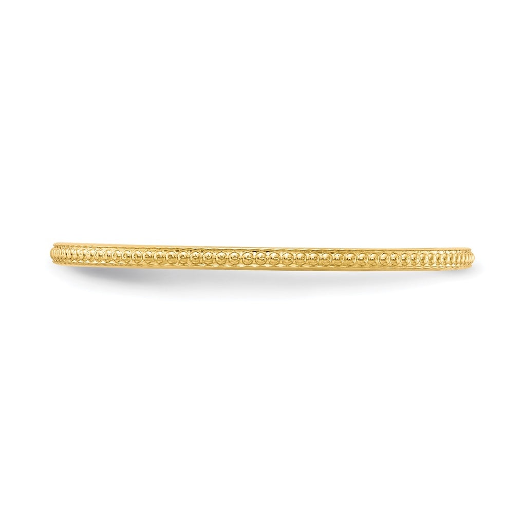 14K Yellow Or White Or Rose Gold 1.2mm Beaded Stackable Band
