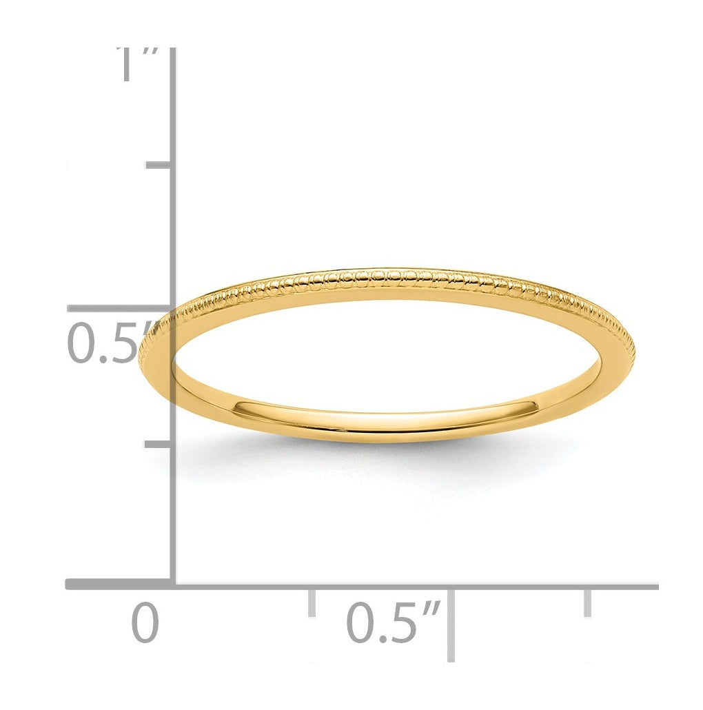 14K Yellow Or White Or Rose Gold 1.2mm Beaded Stackable Band