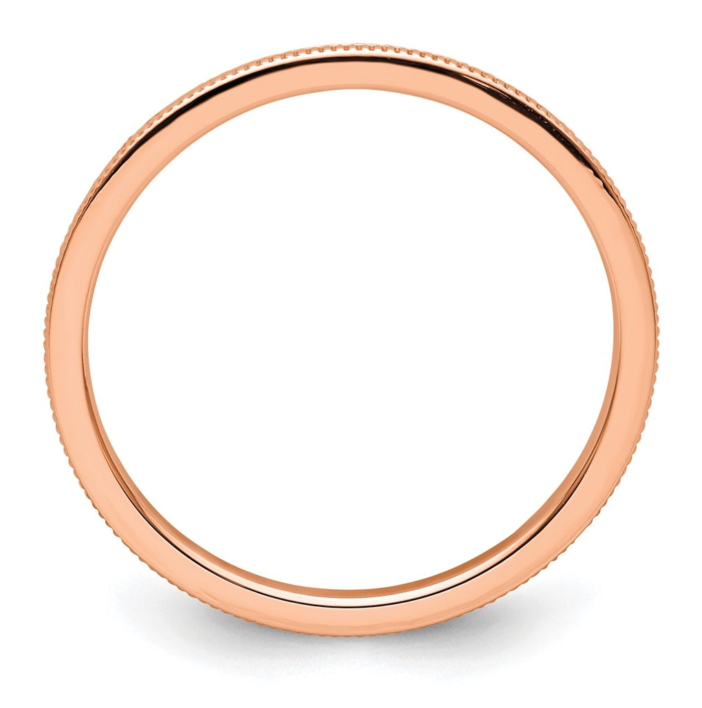14K Yellow Or White Or Rose Gold 1.2mm Milgrain Stackable Band