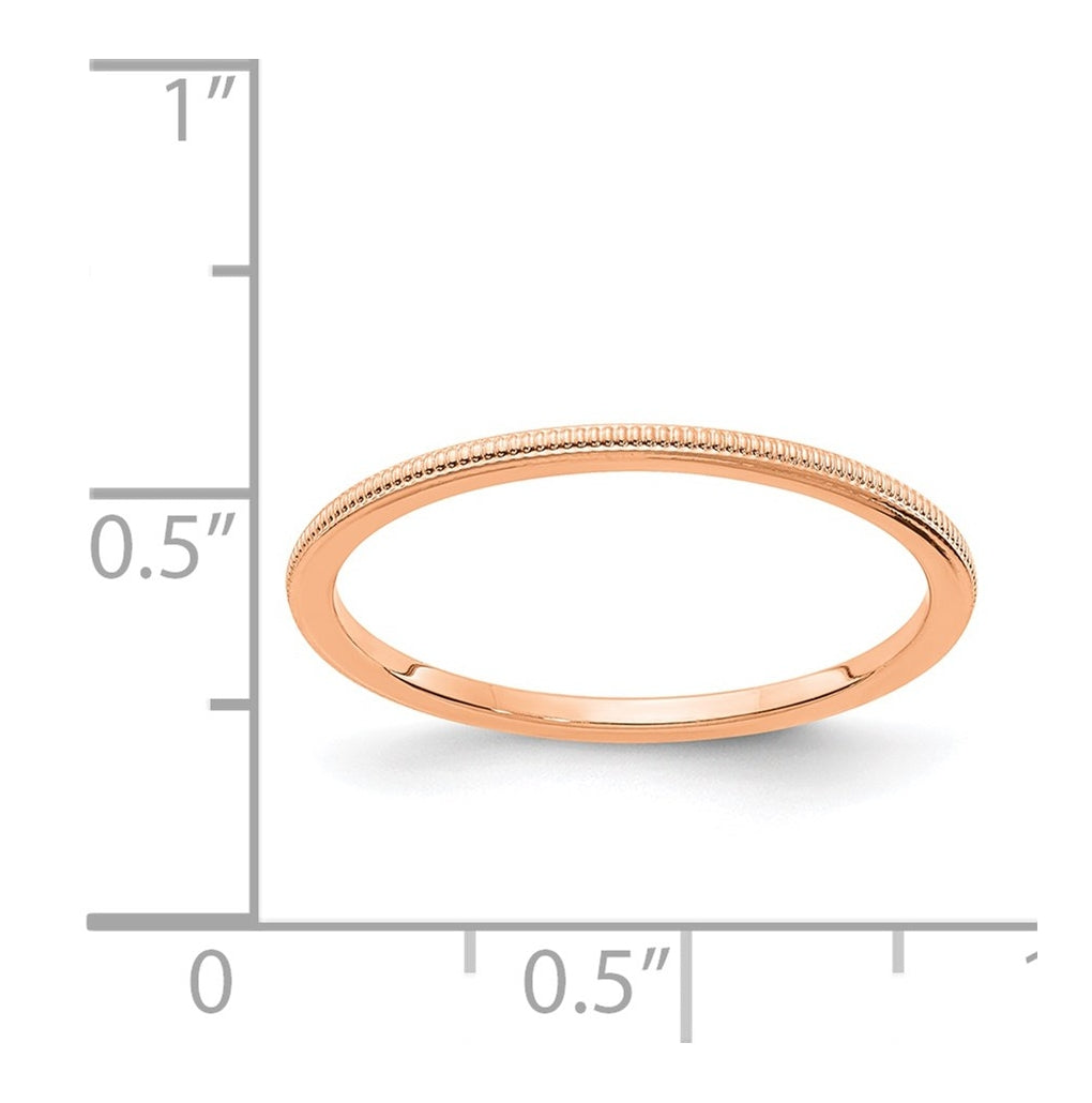 14K Yellow Or White Or Rose Gold 1.2mm Milgrain Stackable Band