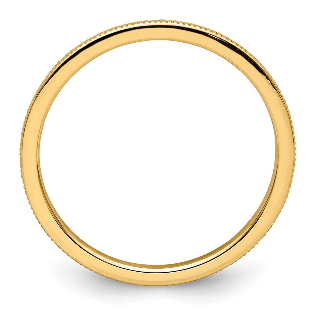 14K Yellow Or White Or Rose Gold 1.2mm Milgrain Stackable Band