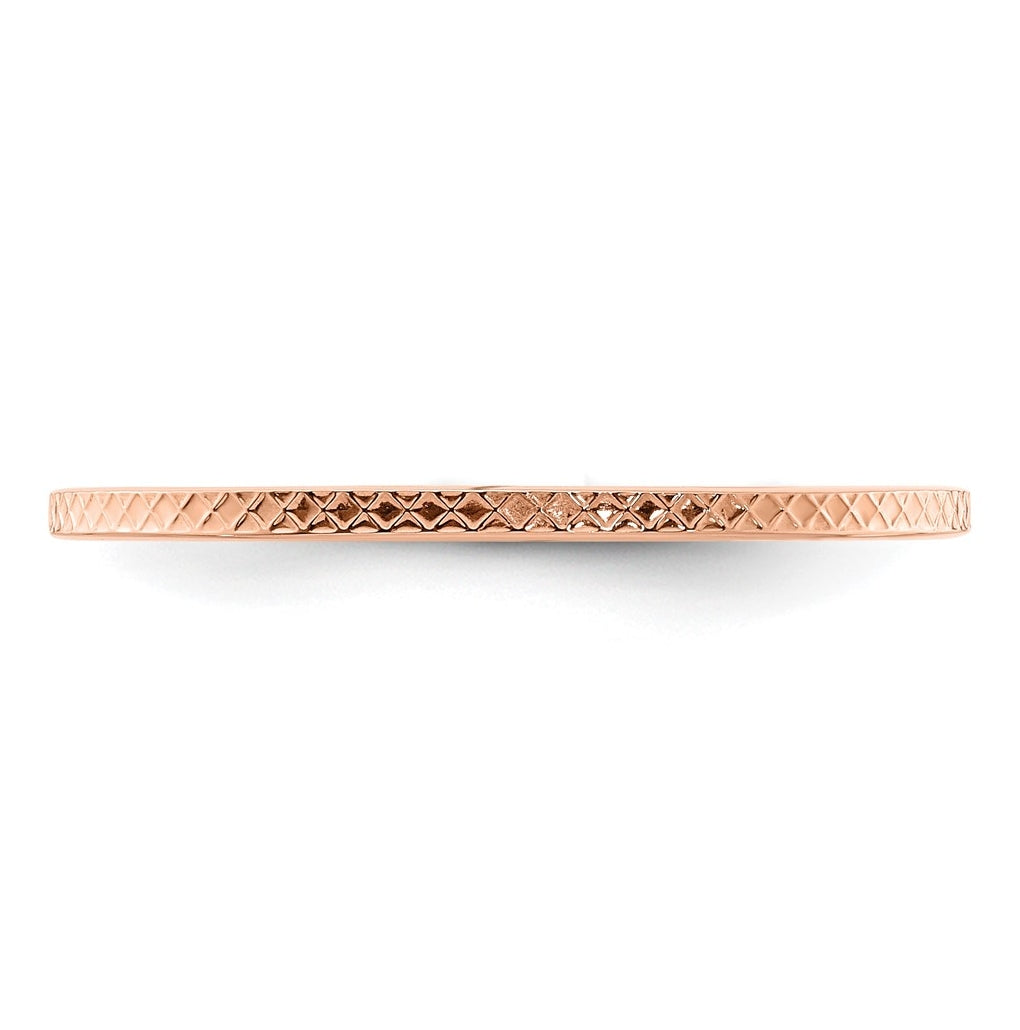 14K Yellow Or White Or Rose Gold 1.2mm Criss-Cross Pattern Stackable Band