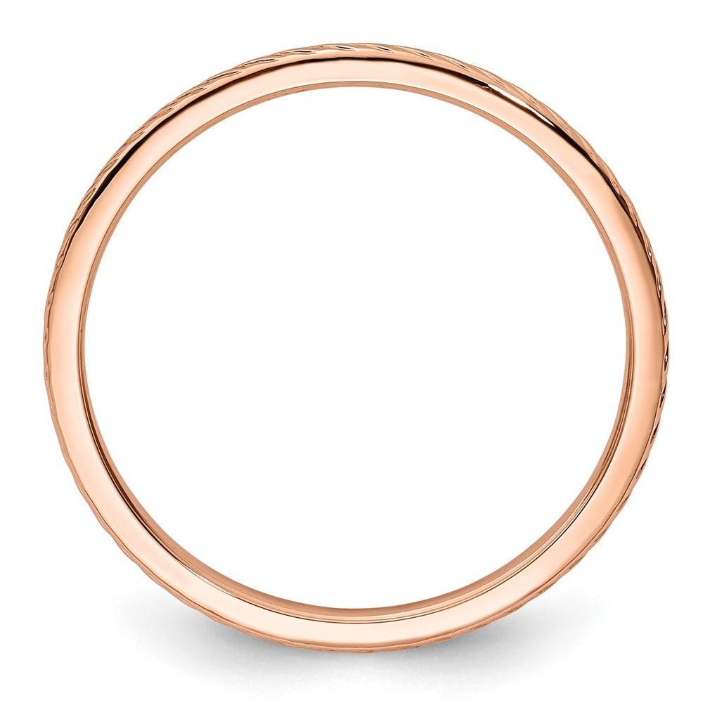 14K Yellow Or White Or Rose Gold 1.2mm Twisted Wire Pattern Stackable Band