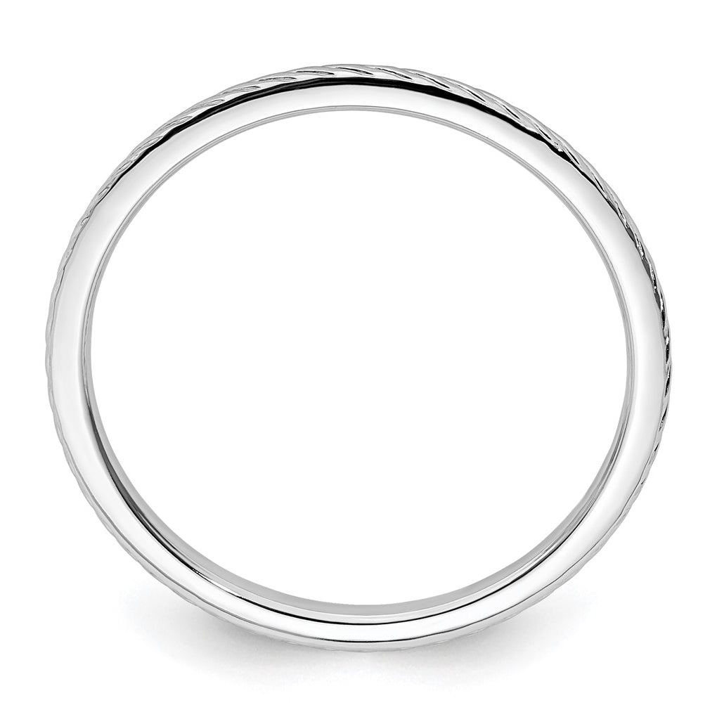 14K Yellow Or White Or Rose Gold 1.2mm Twisted Wire Pattern Stackable Band