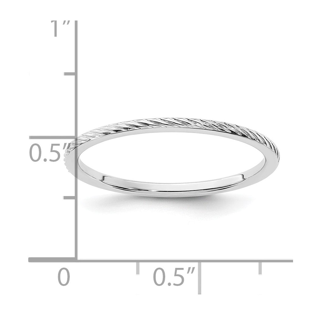 14K Yellow Or White Or Rose Gold 1.2mm Twisted Wire Pattern Stackable Band