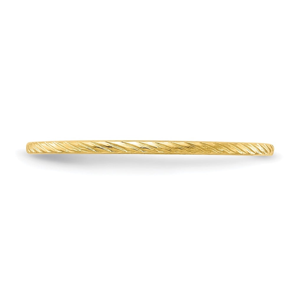 14K Yellow Or White Or Rose Gold 1.2mm Twisted Wire Pattern Stackable Band