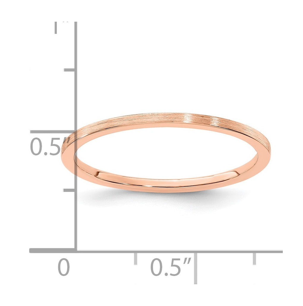 14K Yellow Or White Or Rose Gold 1.2mm Flat Satin Stackable Band