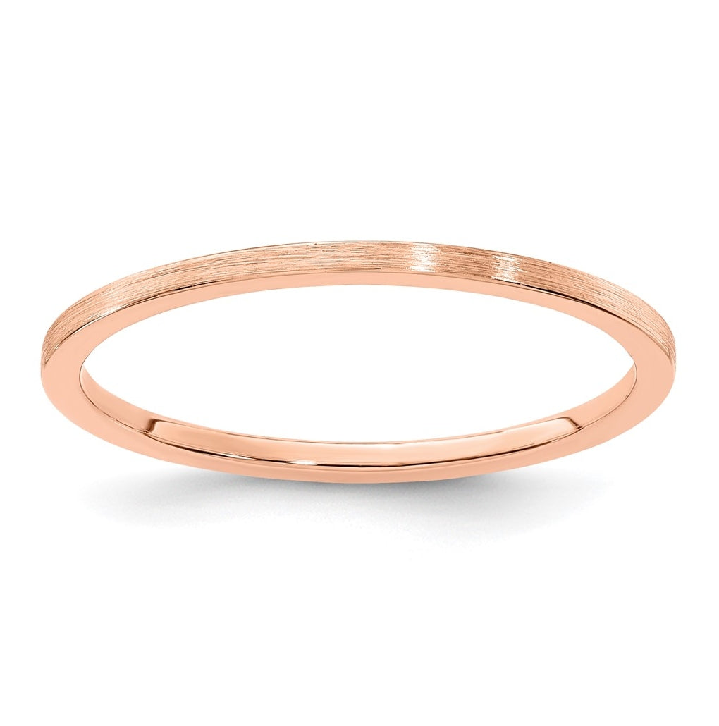 14K Yellow Or White Or Rose Gold 1.2mm Flat Satin Stackable Band