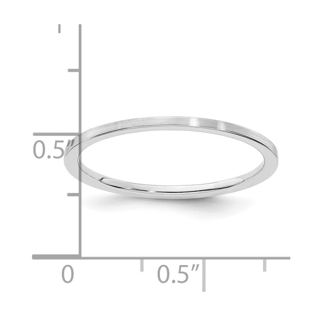 14K Yellow Or White Or Rose Gold 1.2mm Flat Satin Stackable Band