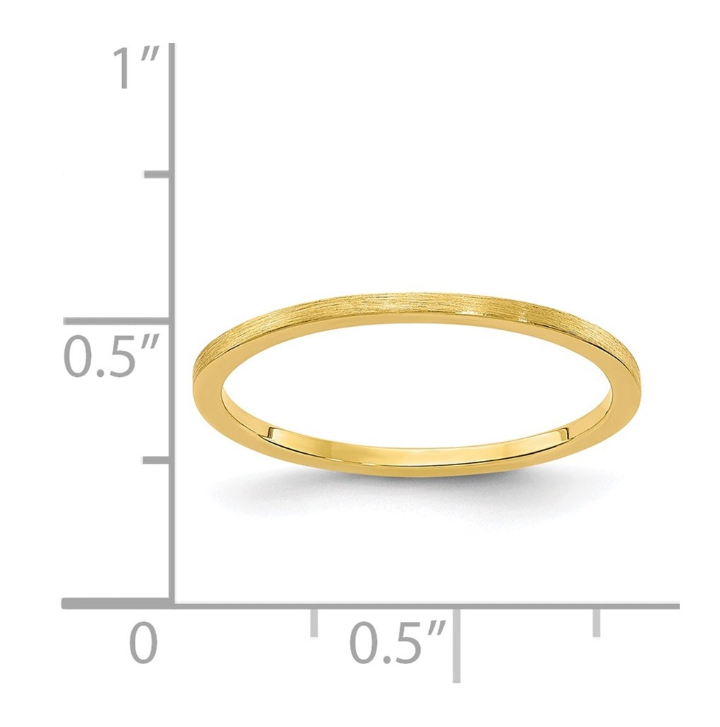 14K Yellow Or White Or Rose Gold 1.2mm Flat Satin Stackable Band