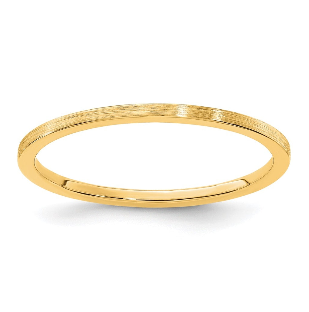 14K Yellow Or White Or Rose Gold 1.2mm Flat Satin Stackable Band