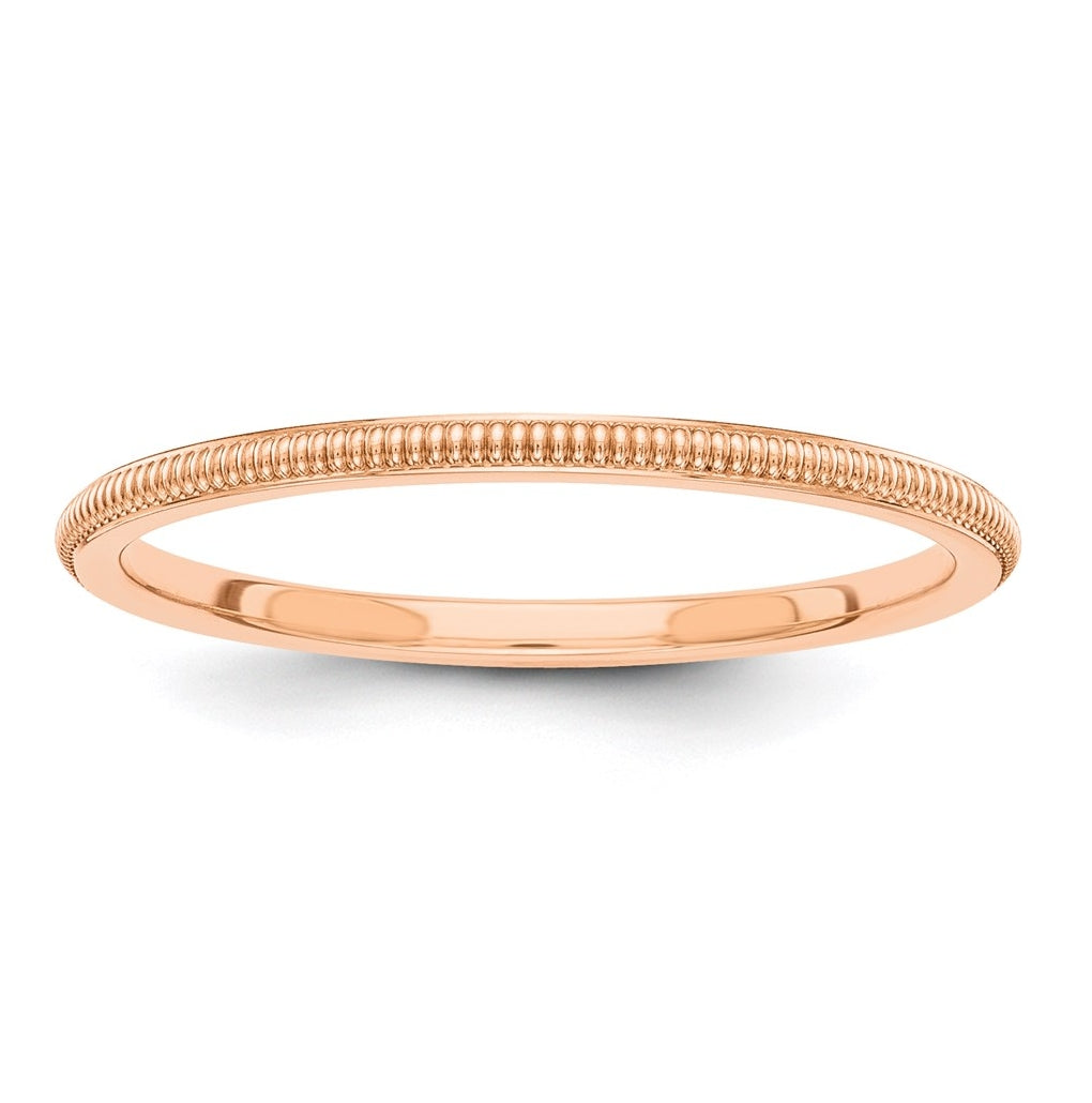 14k White Or Rose Gold 1.5mm Milgrain Stackable Band
