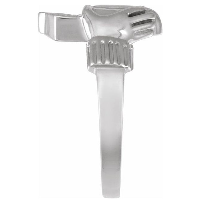 14K White Gold 14.5x10.5 mm Ladies Claddagh Band Size 6