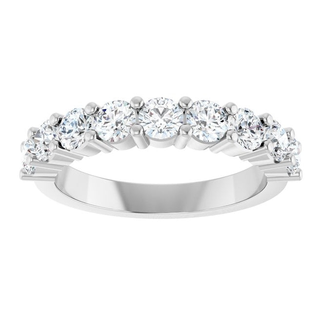 14K White Gold Round 3.4 Mm Polished 1 1/4 Ctw Lab-Grown Diamond Anniversary Band Size 7