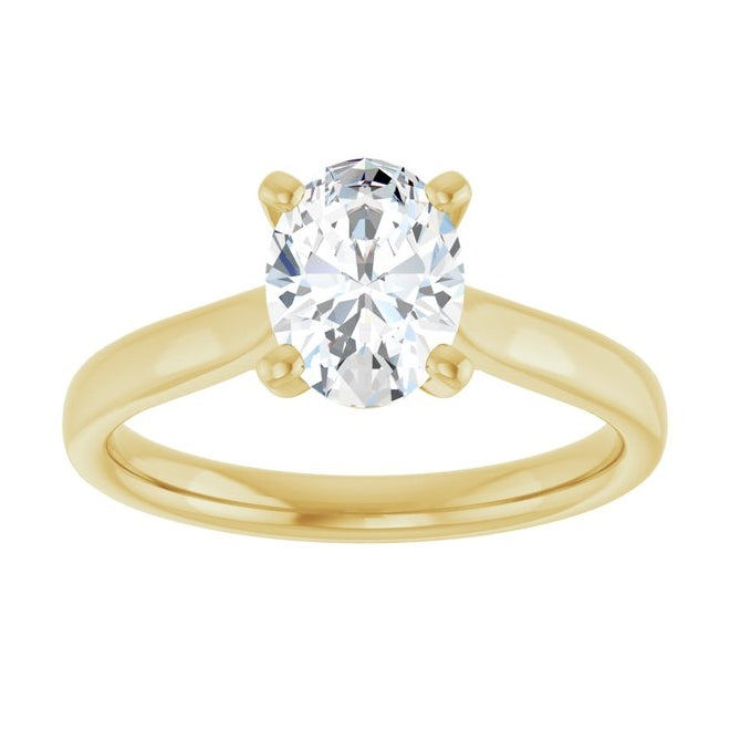 14K Yellow Or White Gold Oval Polished Lab-Grown Diamond Engagement Ring