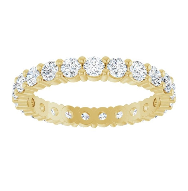 14K Yellow Gold Round 2.5 Mm Si2-Si3, G-H Polished 1 3/8 Ctw Natural Diamond Eternity Band, Size 7
