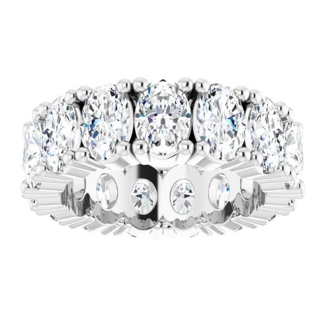 14K White Gold Oval 6 X 4 Mm Vs, F+ Polished 6 Ctw Lab-Grown Diamond Eternity Band, Size 5.5