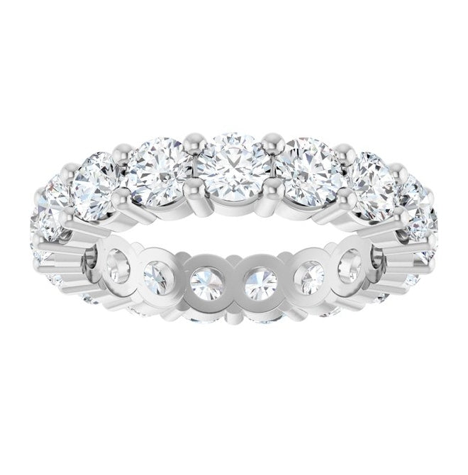 10K White Gold Round Vs, F+ Polished Lab-Grown Diamond Eternity Band, Size 7