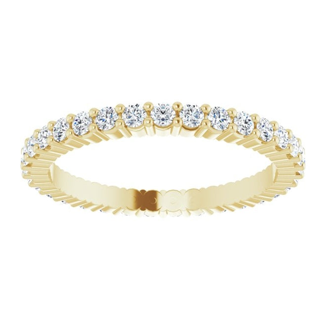 14K Yellow Gold Round 1.5 Mm Si1-Si2, Ghi Polished 1/2 Ctw Lab-Grown Diamond Eternity Band, Size 4