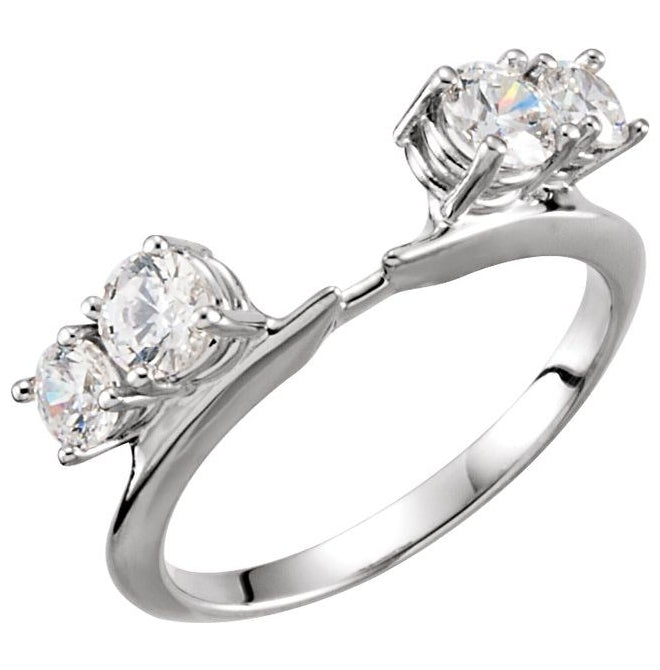 14K White Gold Round 2.7 Mm Polished 1/4 Ctw Lab-Grown Diamond Wrap Style Enhancer Size 7