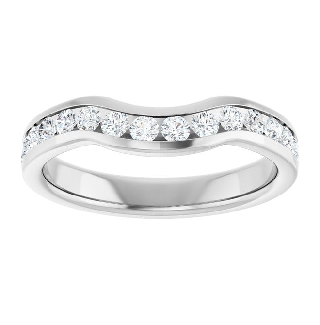 14K Yellow Or White Gold Round 2 Mm Polished 3/8 Ctw Natural Diamond Contour Band