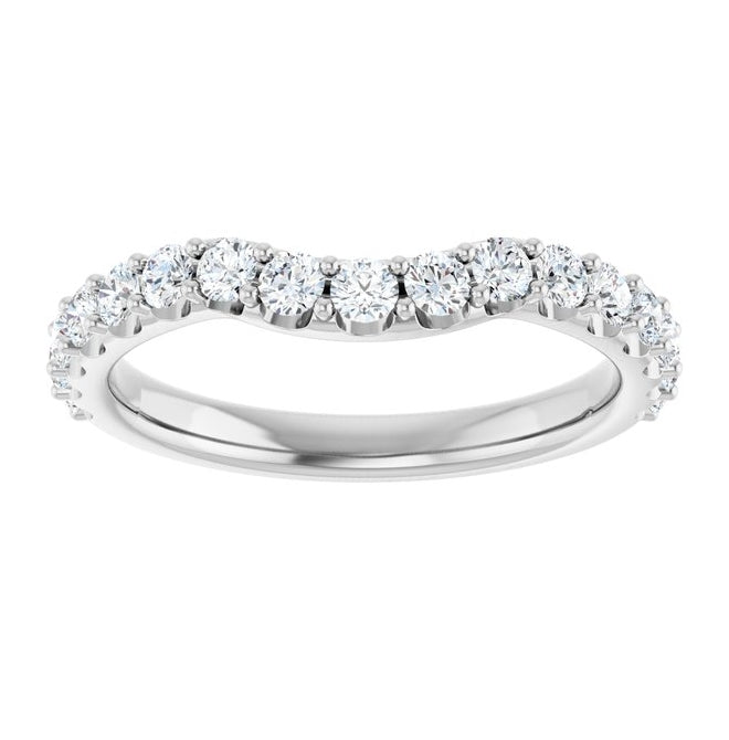 Platinum Round 2.2 Mm Polished 5/8 Ctw Lab-Grown Diamond Contour Band Size 7