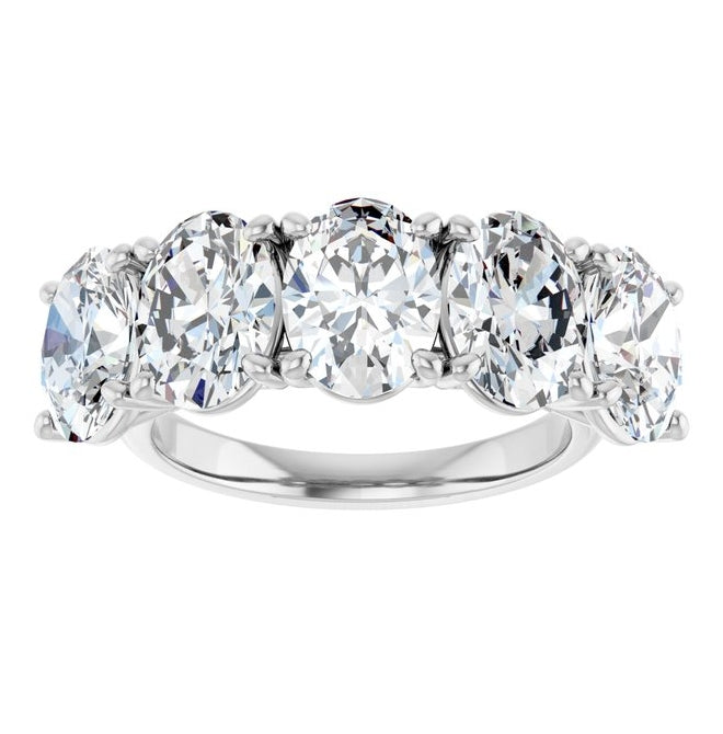 14K White Gold Oval Polished Lab-Grown Diamond Anniversary Band Size 7
