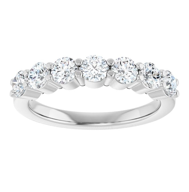 14K White Gold Round 3.4 Mm Polished 1 Ctw Natural Diamond Anniversary Band Size 7