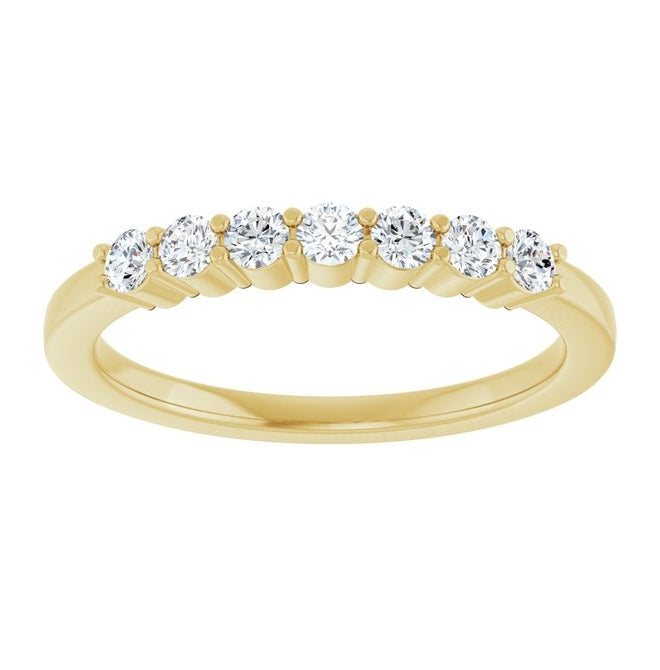 14K Yellow Gold Round 2.25 Mm Polished 1/3 Ctw Lab-Grown Diamond Anniversary Band Size 7