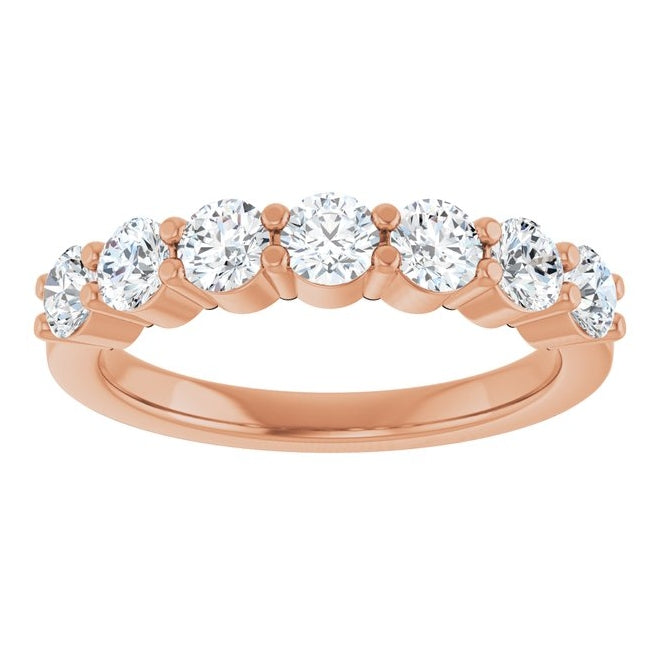 14K Rose Gold Round 3.4 Mm Polished 1 Ctw Lab-Grown Diamond Anniversary Band Size 7