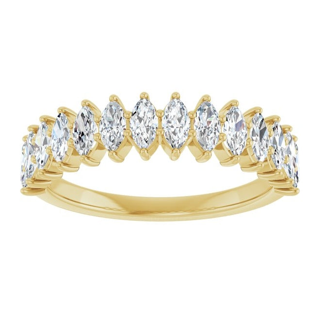 14K Yellow Or White Gold Marquise 4 X 2Mm Vs, F-G Polished 7/8 Ctw Lab-Grown Diamond Anniversary Band Size 7