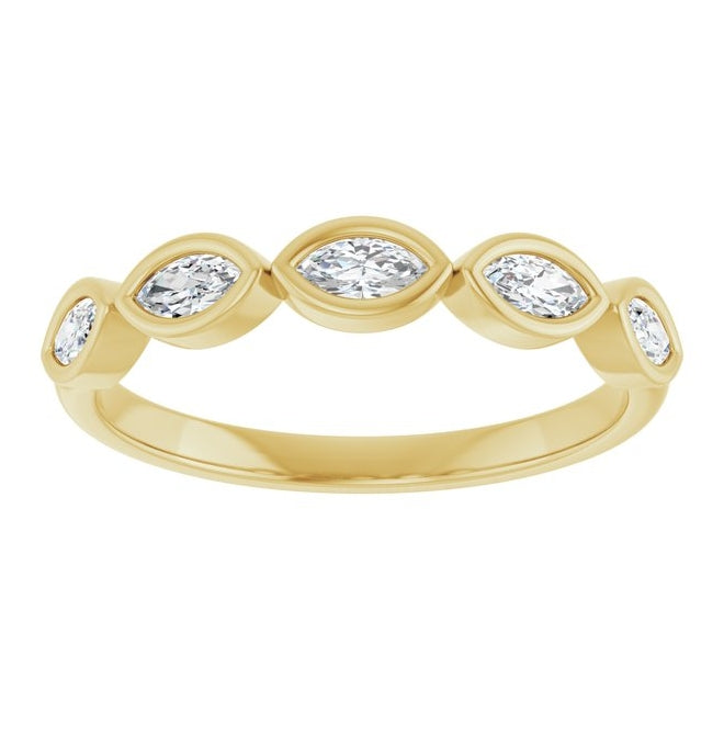 14K Yellow Or White Gold Marquise 4 X 2 Mm Polished 1/3 Ctw Lab-Grown Diamond Anniversary Band Size 7