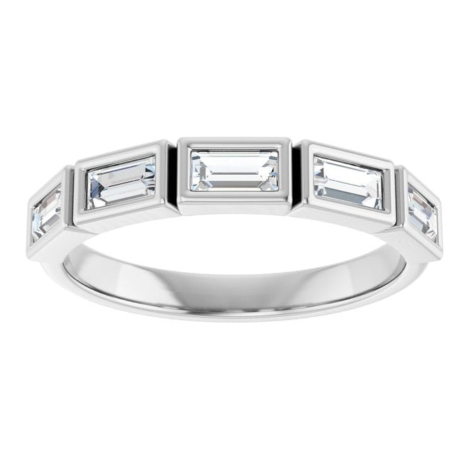 14K White Gold Straight Baguette 4 X 2 Mm Polished 1/2 Ctw Lab-Grown Diamond Anniversary Band Size 7