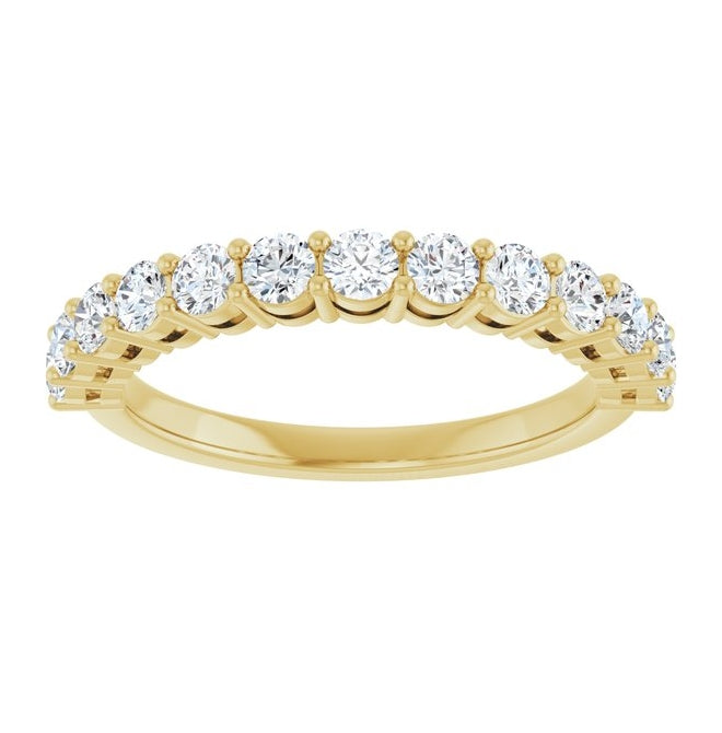 14K Yellow Gold Round 2.5 Mm Polished 3/8 Ctw Lab-Grown Diamond Anniversary Band Size 7