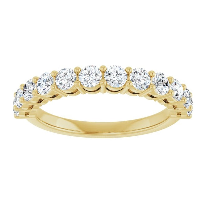 14K Yellow Gold Round 2.75 Mm Polished 1 Ctw Lab-Grown Diamond Anniversary Band Size 7