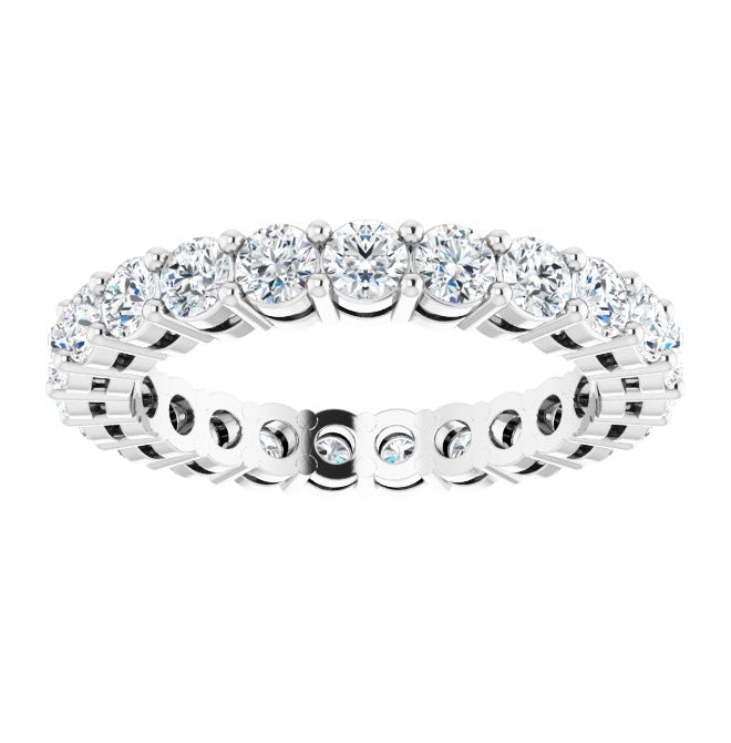 14K White Gold Round 2.5 Mm Si2-Si3, G-H Polished 1 3/8 Ctw Natural Diamond Eternity Band, Size 5