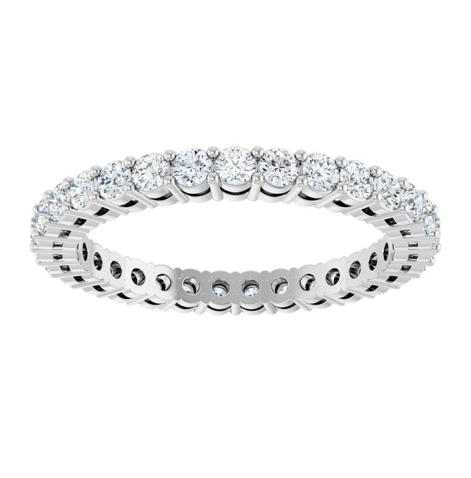 14K White Gold Round 2 Mm Vs, F+ Polished 1 Ctw Lab-Grown Diamond Eternity Band, Size 7.5